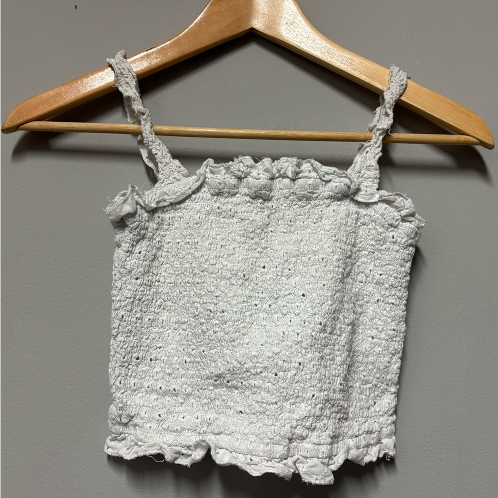 Rebellion White Smocked Ruffled Camisole